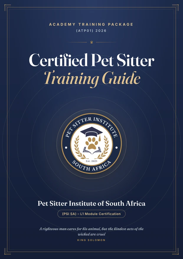 Cover of the Certified Pet Sitter Training Guide: Academy Training Package (ATP01) 2026, Pet Sitter Institute of South Africa (PSI SA), L1 Module Certification